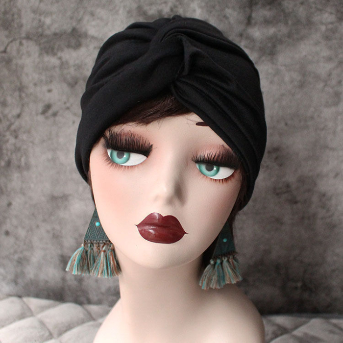 Wrap your hair with a cross hat, wrap your head, confinement hat, retro women's Pullover hat