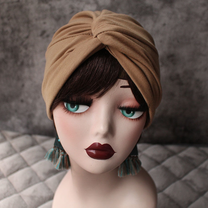 Wrap your hair with a cross hat, wrap your head, confinement hat, retro women's Pullover hat
