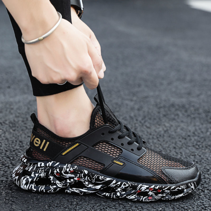 Summer men's shoes breathable deodorant thin mesh shoes sports casual shoes running trendy shoes spring and autumn hollowed-out lightweight