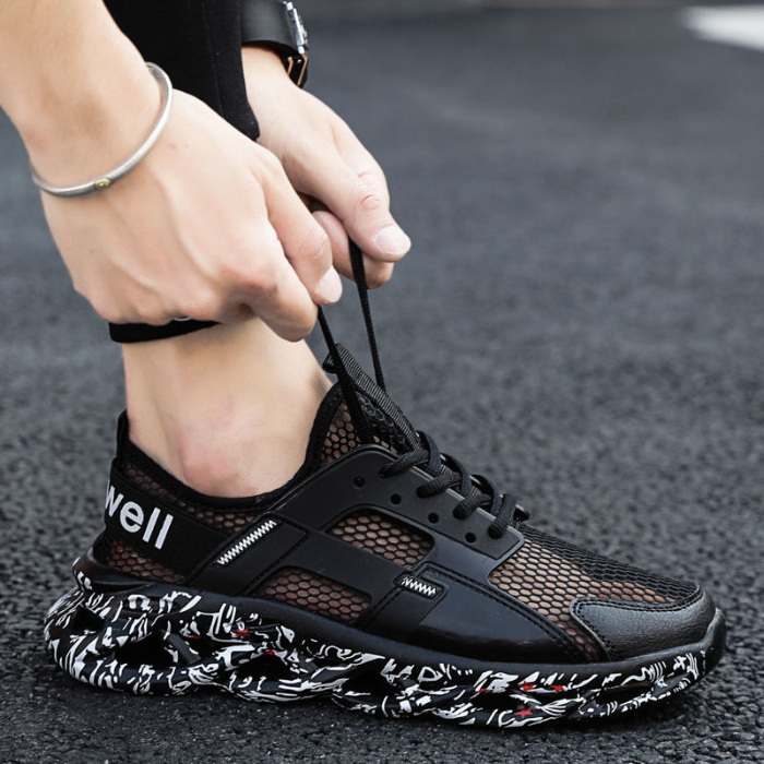 Summer men's shoes breathable deodorant thin mesh shoes sports casual shoes running trendy shoes spring and autumn hollowed-out lightweight