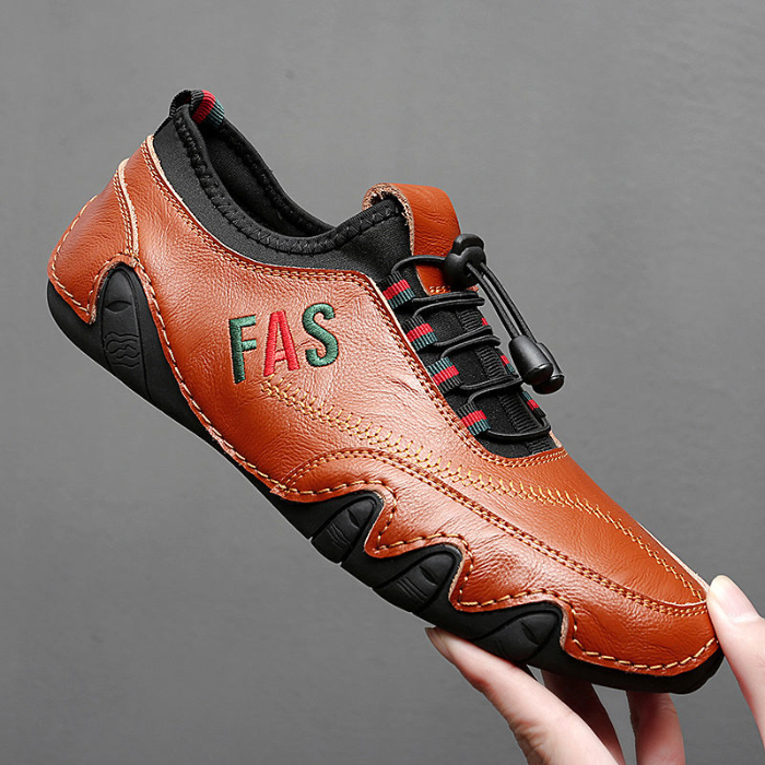 Real cowhide beanie shoes men's trendy fashion soft bottom lightweight driving shoes pedal leather shoes men's genuine leather