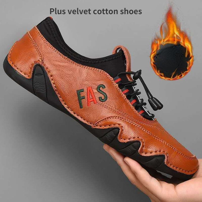 Real cowhide beanie shoes men's trendy fashion soft bottom lightweight driving shoes pedal leather shoes men's genuine leather