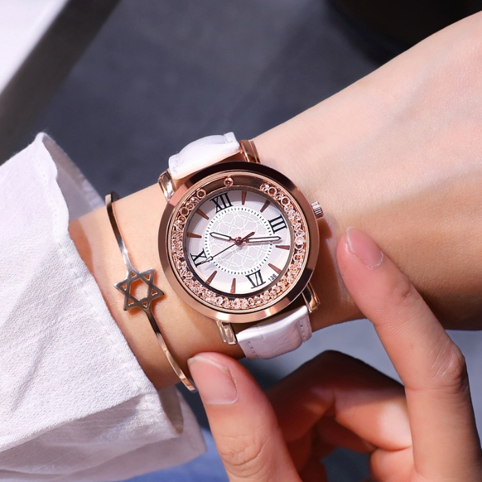 Watch women's Rhinestone rolling rose gold simple fashion casual Watch