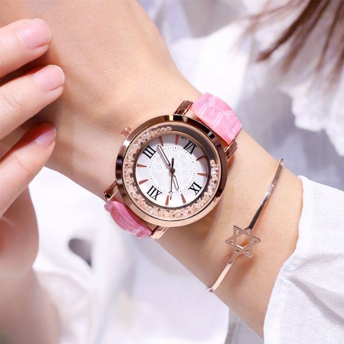 Watch women's Rhinestone rolling rose gold simple fashion casual Watch