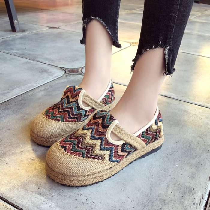 Graffiti board shoes national style hand woven cloth shoes new women's shoes linen round head canvas shoes