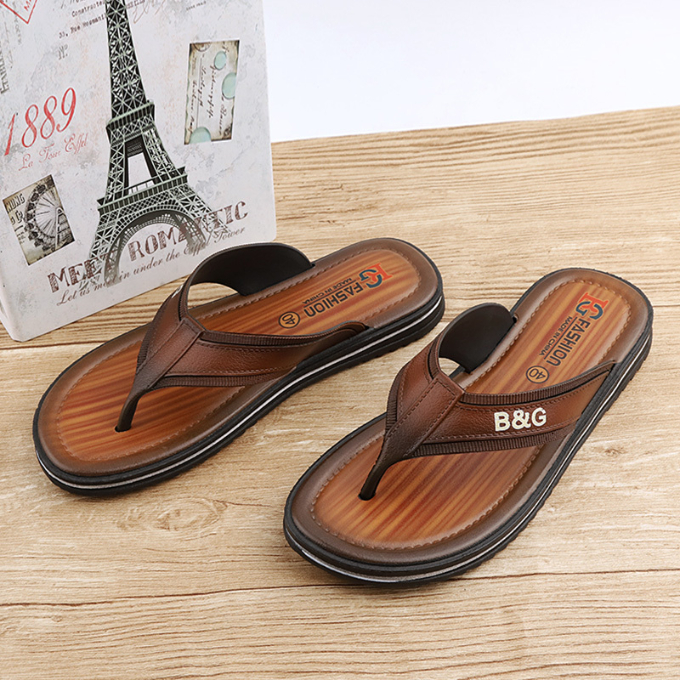 Men's flip-flops trend thick bottom non-slip soft bottom personality men's sandals fashion outer wear beach shoes