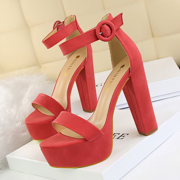Hate the sky high thick heel high heel sandals women's shoes waterproof platform buckle sexy plus size women.