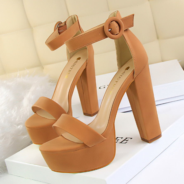 Hate the sky high thick heel high heel sandals women's shoes waterproof platform buckle sexy plus size women.