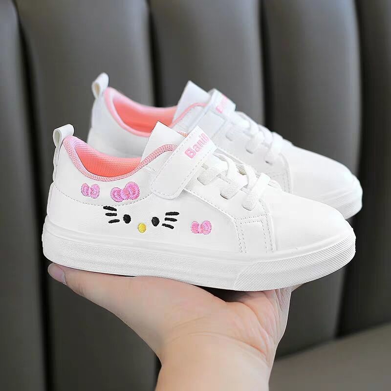 6-8 years old girls' white shoes, children's board shoes, single shoes, elementary school students, all-match children's shoes, non-slip, breathable, wear-resistant Velcro, light and casual