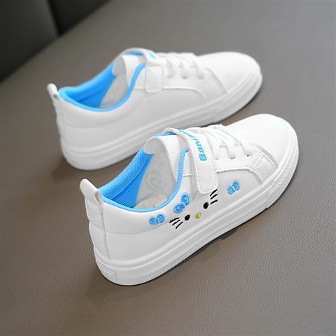 6-8 years old girls' white shoes, children's board shoes, single shoes, elementary school students, all-match children's shoes, non-slip, breathable, wear-resistant Velcro, light and casual