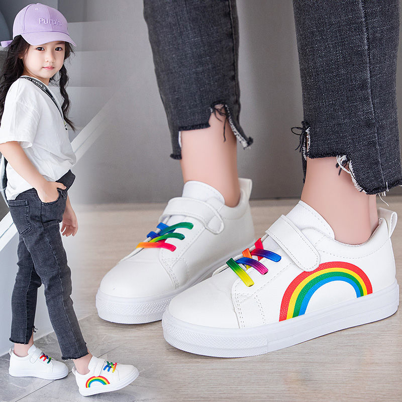 6-8 years old girls' white shoes, children's board shoes, single shoes, elementary school students, all-match children's shoes, non-slip, breathable, wear-resistant Velcro, light and casual