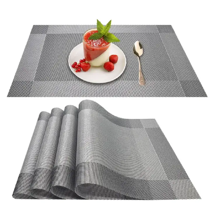 SXCHEN 6 pcs Table Mat PVC Western Table Mat Plastic Woven Heat Insulation Table Mat Manufacturer Sells to Nordic Table Mat Kitchen & Dining Room Appliances Long Tableware Etc Cups Holiday Gift Home