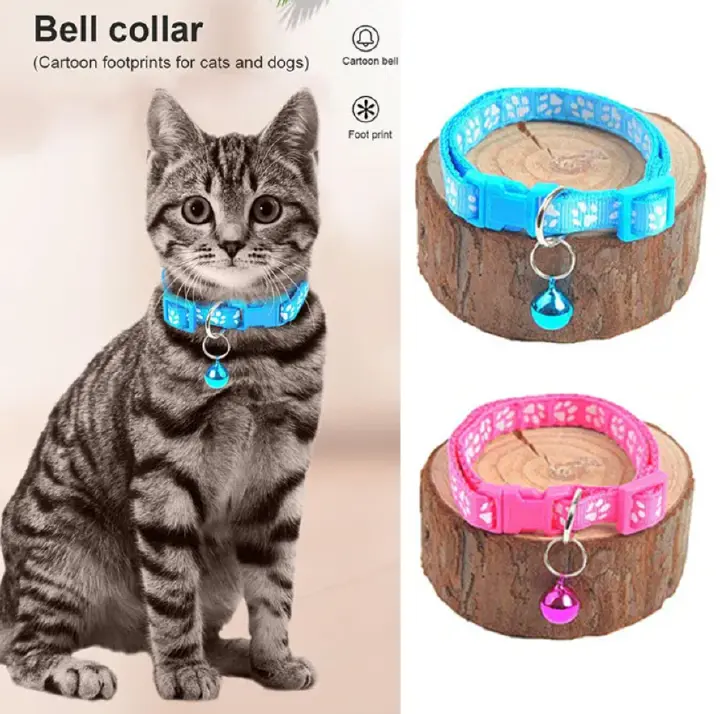 SXCHEN Cat Collar Pet Cat And Dog Bell Collars Puppy Small Teddy Adjustable Necklace Cute Bell Positioning Footprint Collar Pet Supply Pet Collar  Cat Collar Dog Collar Cat Supplies Pets Collars