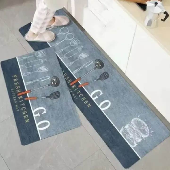 SXCHEN New 2 Pieces Kitchen Rugs Set Non Slip Kitchen Mat Rubber Backing Mat Throw Rug for Kitchen Doormat Runner Rug Set Floor Carpet Household Carpet Home Decor Bathroom Living Room Holiday Gift