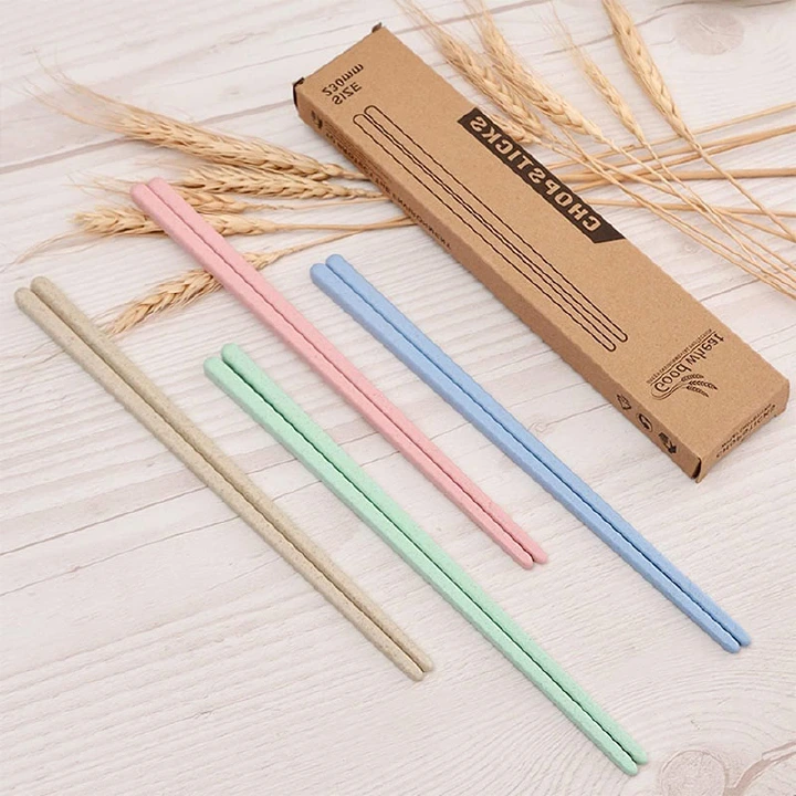 4-piece set of chopsticks, wheat straw tableware, convenient home travel wheat chopsticks, suitable for home kitchen, restaurant, travel picnic chopsticks