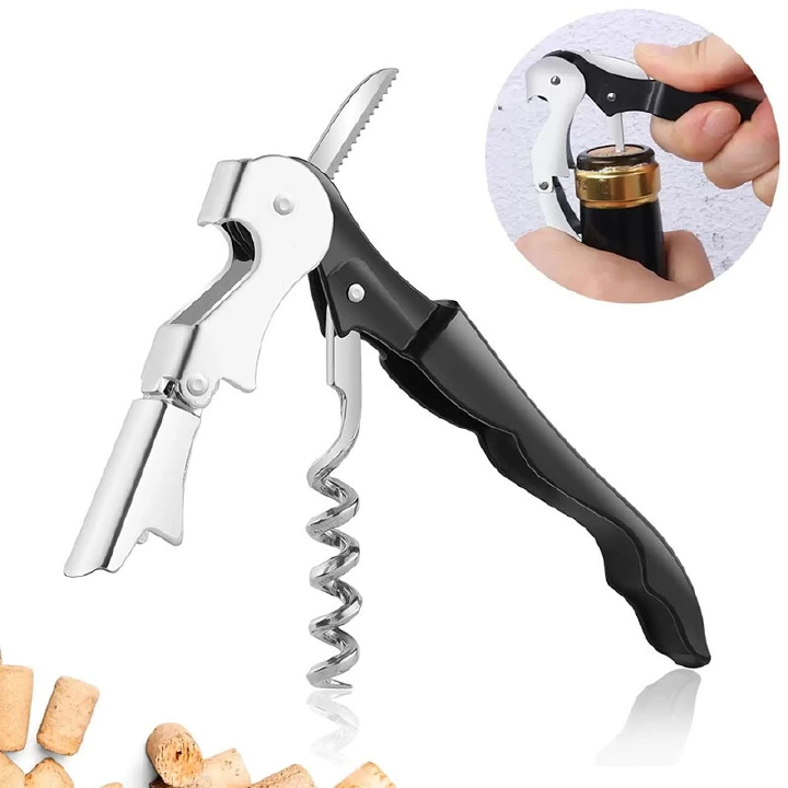 Red Wine Bottle Opener Wine Accessories Openers Stainless Steel Hippocampus Bottle Beer Opener Buckle Wave-shaped Knife Multifunctional Portable Kitchen Gadget Foil Cutter Soda