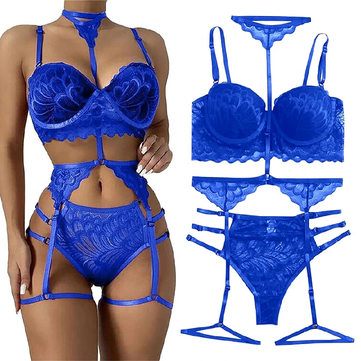 Women's Clothing Lingerie Sets Large size three-piece women's sexy suspender sequined silver silk nightgown sexy lingerie set