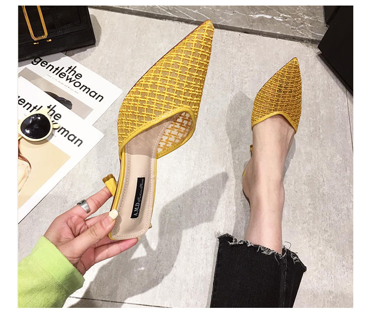 Sandals all-match new sexy stiletto girl Baotou half slippers fashion high heels female pointed shoe