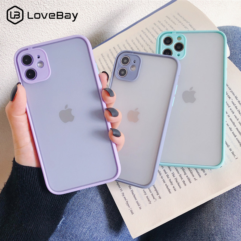 Shockproof Phone Case For iPhone 11 Pro X XR XS Max 8 7 Plus SE 2020 Solid Contrast Color PC CASE