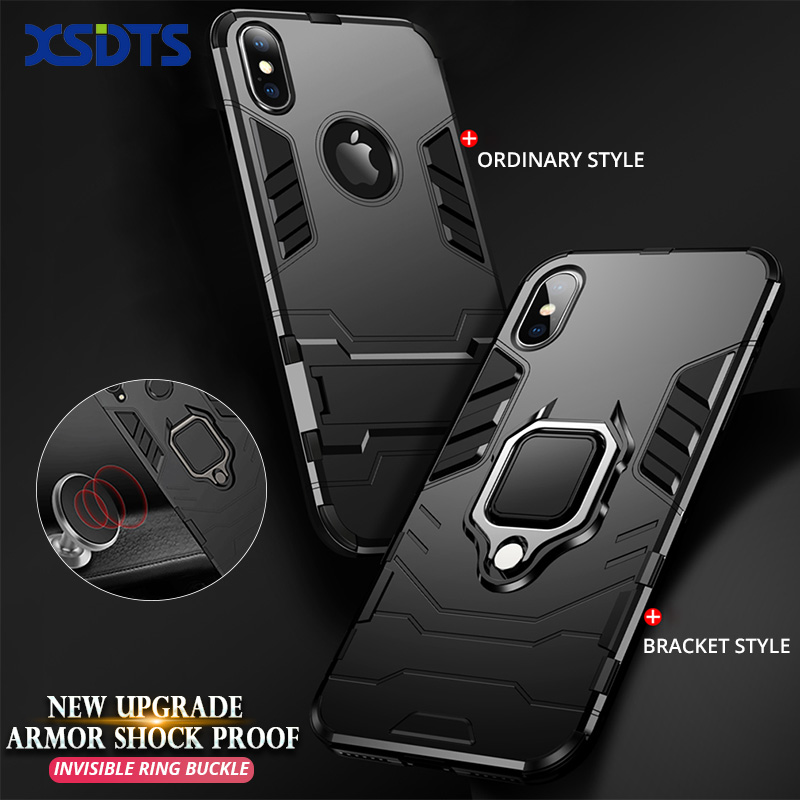 Anti Shockproof Case for iPhone 11 Pro X XR XS Max 8 Plus 6 6s 7 SE 2020 5S Iron Man Kickstand Case