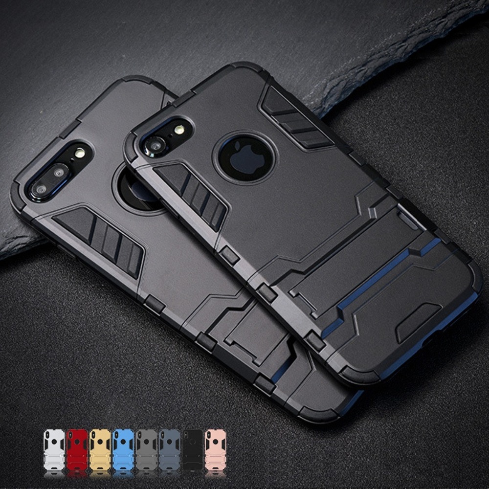 Luxury Stand Armor Phone Holder Case For iPhone 7 8 6 6S Plus X S XS Hybrid TPU+Hard PC Back Cover