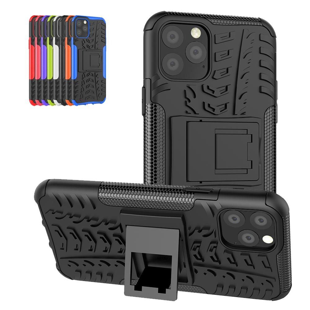 Tire pattern anti-shock non-slip rugged hybrid stand cover for iPhone 11 Pro Max X Xs XR 6 7 8 Plus