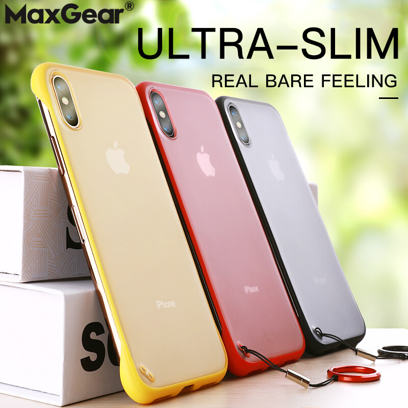 Frameless Matte Hard Phone Case for iPhone X 7 6 6S 8 Plus XS Max XR 11 Pro 12 With Finger Ring