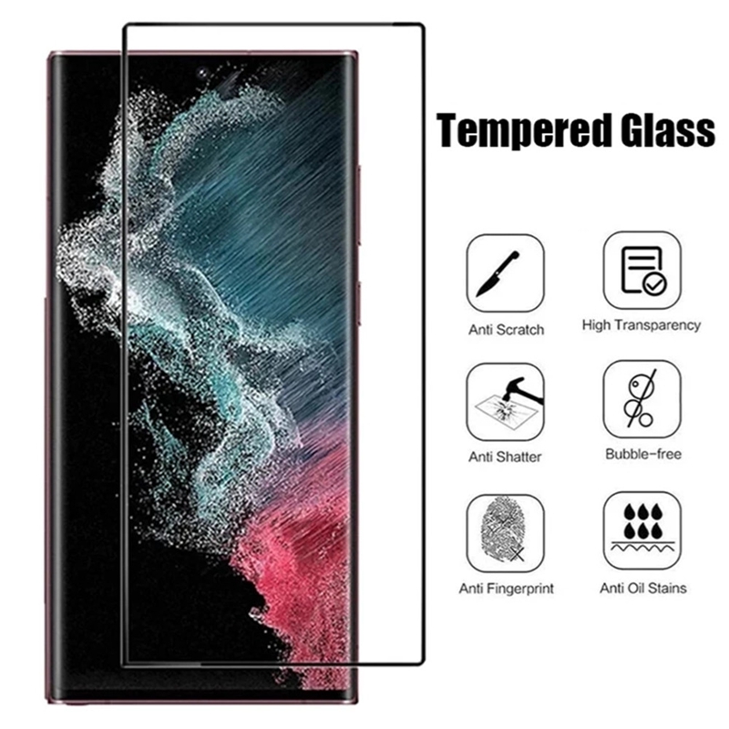 2PCS Tempered Glass For Samsung Galaxy S22 S21 S20 Ultra S22 Plus 5G Curved Full Cover Screen Protector For Samsung S22 Ultra Glass