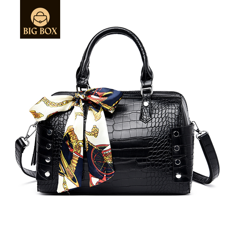 BigBox Women's Boston Pillow Bags Practical Shoulder Crossbody Handbag Satchel Purse with Ribbon