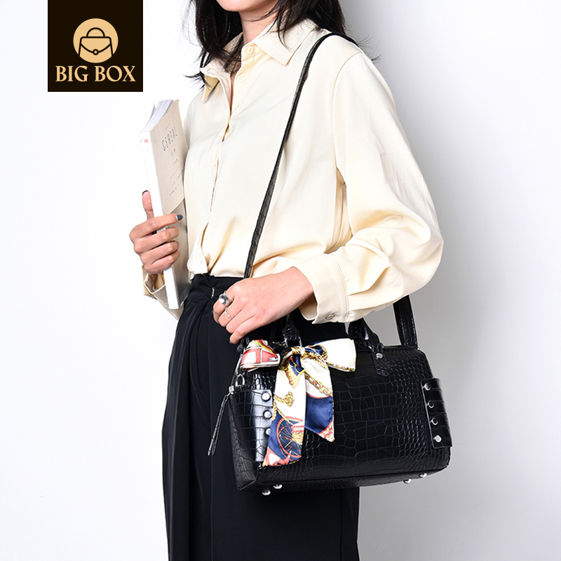 BigBox Women's Boston Pillow Bags Practical Shoulder Crossbody Handbag Satchel Purse with Ribbon