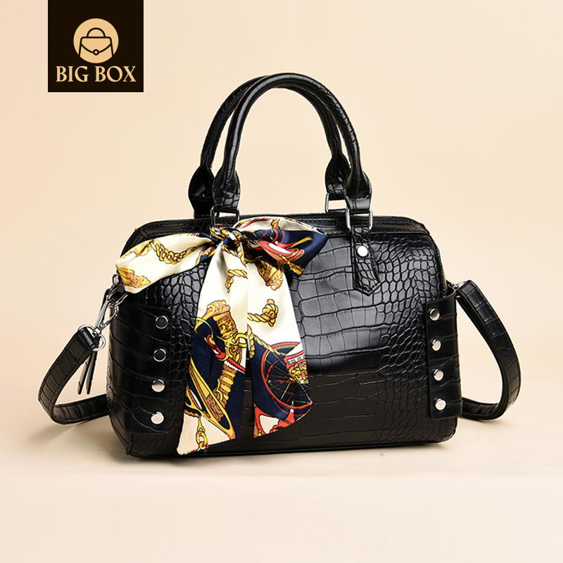 BigBox Women's Boston Pillow Bags Practical Shoulder Crossbody Handbag Satchel Purse with Ribbon