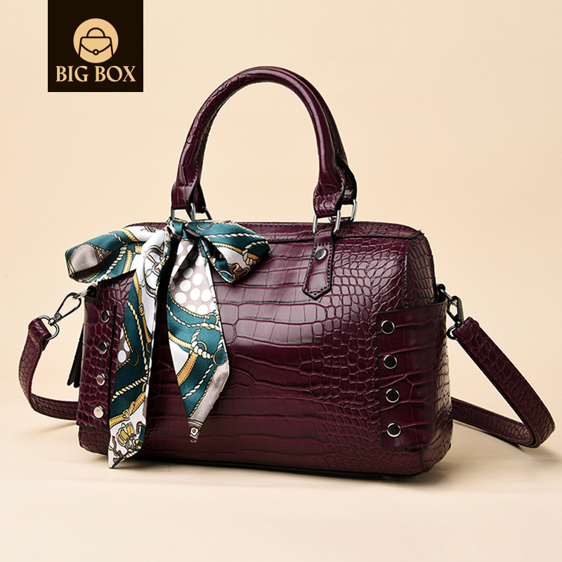 BigBox Women's Boston Pillow Bags Practical Shoulder Crossbody Handbag Satchel Purse with Ribbon