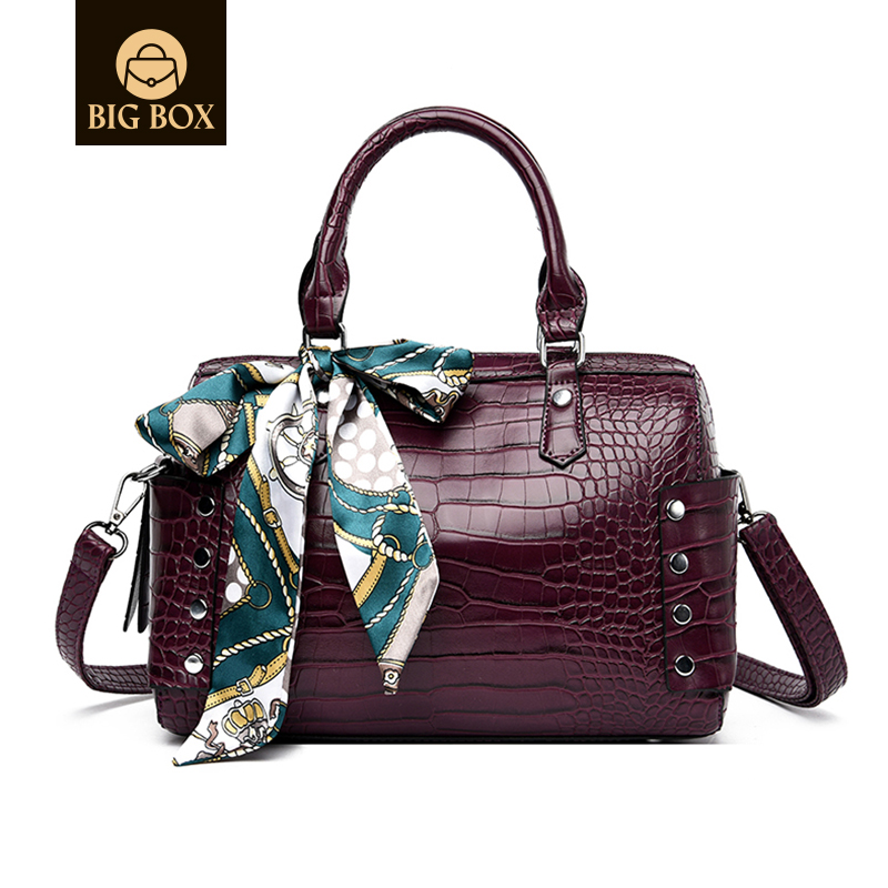 BigBox Women's Boston Pillow Bags Practical Shoulder Crossbody Handbag Satchel Purse with Ribbon