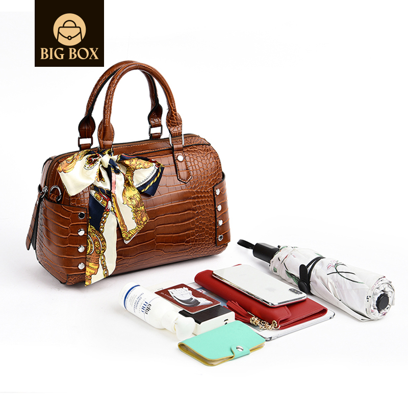 BigBox Women's Boston Pillow Bags Practical Shoulder Crossbody Handbag Satchel Purse with Ribbon