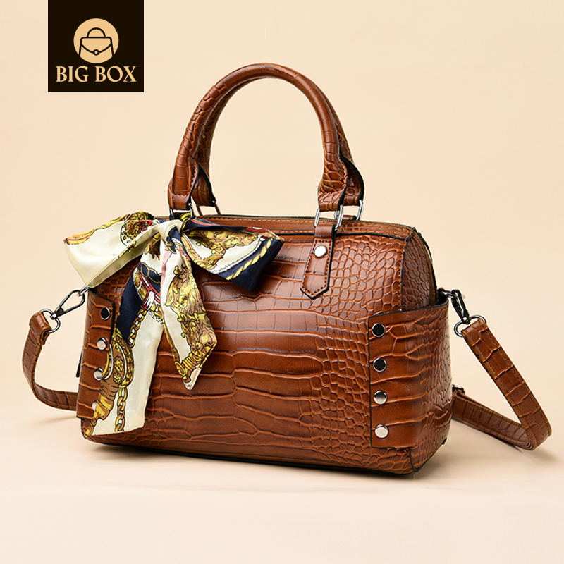 BigBox Women's Boston Pillow Bags Practical Shoulder Crossbody Handbag Satchel Purse with Ribbon