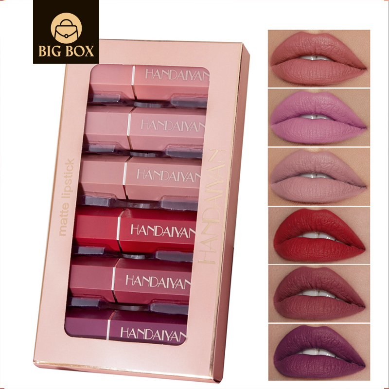 BigBox 6pcs set fashion make-up matte lipstick set non stick cup lipstick gift box 6 color/ set