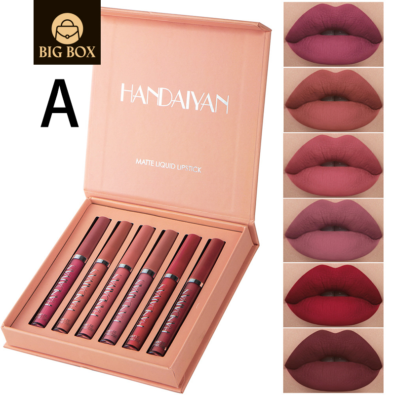 BigBox FlashMoment Lipstick Matte Matte Lip Gloss Long-lasting Non-stick Cup Non-tipping 6psc set