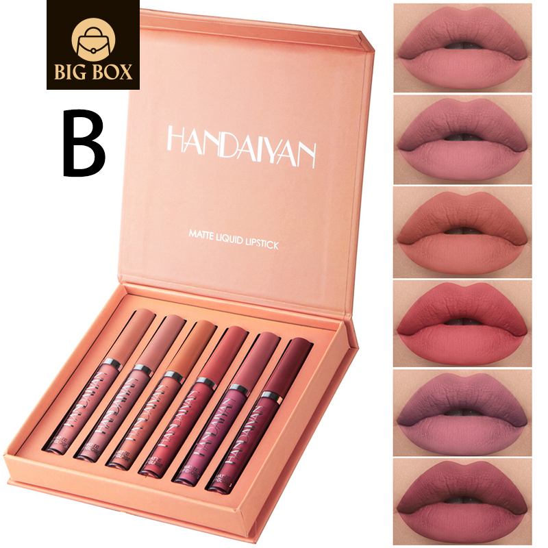 BigBox FlashMoment Lipstick Matte Matte Lip Gloss Long-lasting Non-stick Cup Non-tipping 6psc set