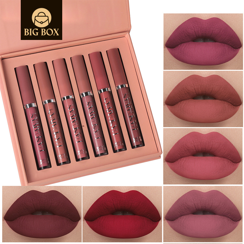 BigBox FlashMoment Lipstick Matte Matte Lip Gloss Long-lasting Non-stick Cup Non-tipping 6psc set