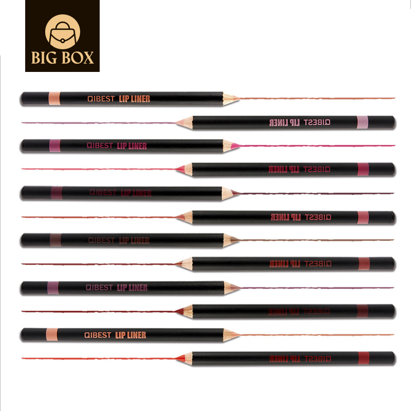 Long GigBox Qibest 12-color set Lasting Lipliner Waterproof Vegan Lip Liner Pencil lipstick