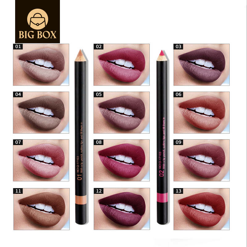 Long GigBox Qibest 12-color set Lasting Lipliner Waterproof Vegan Lip Liner Pencil lipstick