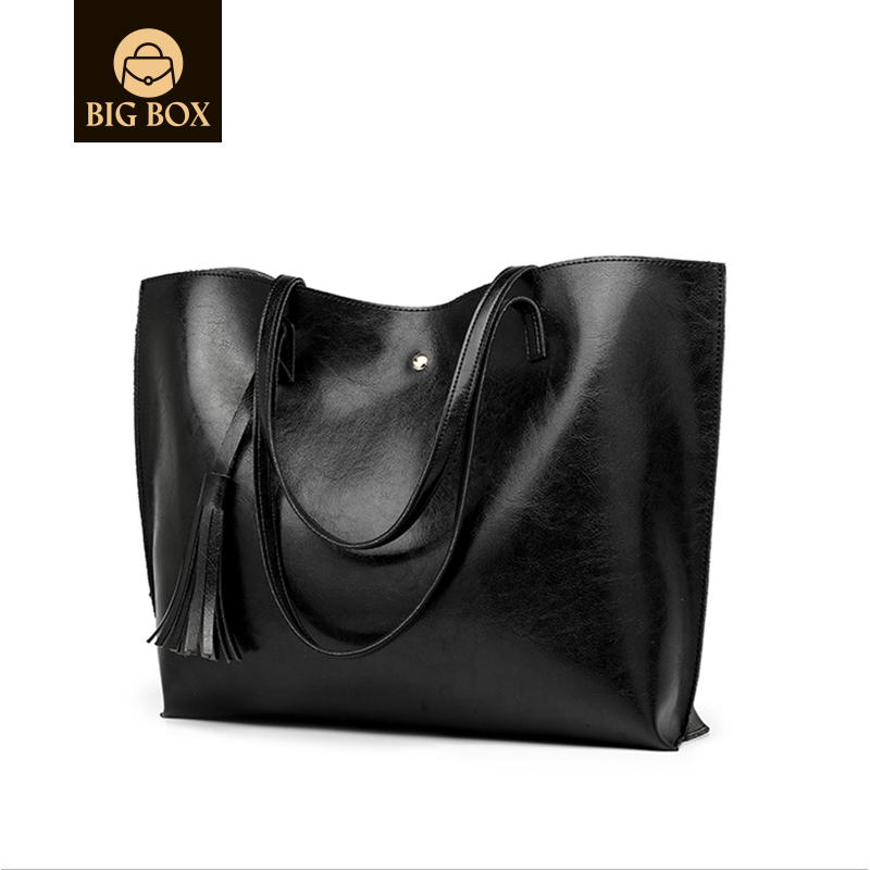BigBox ladies bags Women Soft Faux Leather Tote bag Big Capacity Tassel Handbag school bags