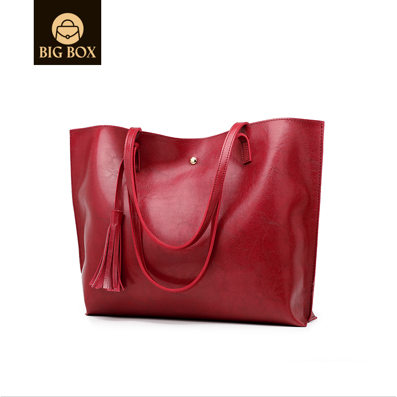 BigBox ladies bags Women Soft Faux Leather Tote bag Big Capacity Tassel Handbag school bags