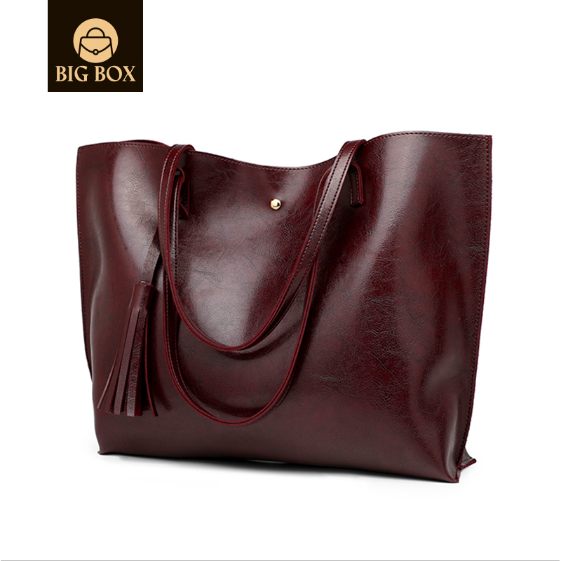 BigBox ladies bags Women Soft Faux Leather Tote bag Big Capacity Tassel Handbag school bags