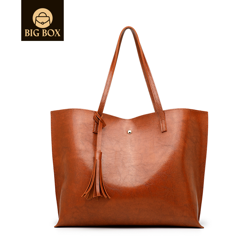 BigBox ladies bags Women Soft Faux Leather Tote bag Big Capacity Tassel Handbag school bags