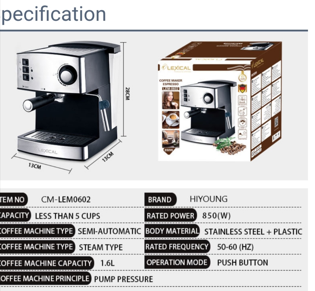 Espresso Coffee Maker Machine, Cappuccino, Mocha, & Latte Maker 15 Bar Fast Heating Espresso Coffee machine with Milk Frother Wand for Cappuccino, Semi Automatic 1.6L ,850w commercial Coffee maker