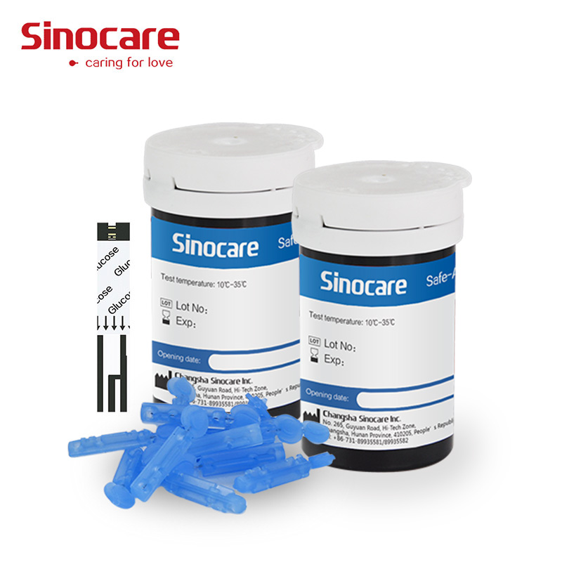 Sinocare 50pcs Safe-Accu Blood GlucoseTest Strips and Lancets for Diabetes with Nice Expiry Date