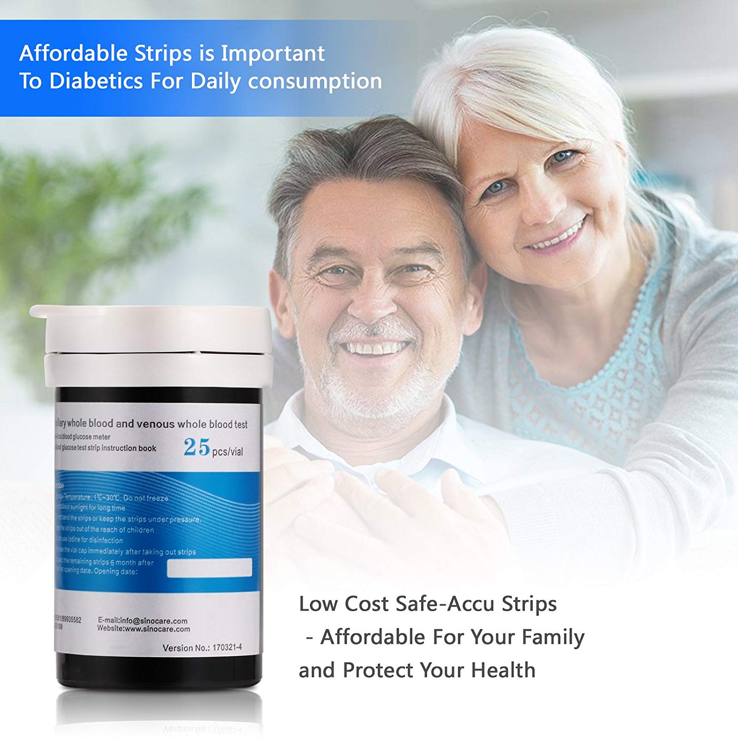Sinocare 50pcs Safe-Accu Blood GlucoseTest Strips and Lancets for Diabetes with Nice Expiry Date