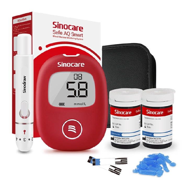 Sinocare Safe AQ Smart Glucometer Exact Blood Glucose Meter Diabetes Home Blood Sugar Tester Kit Blood Glucose Test Machine with 25pcs Strips Lancets