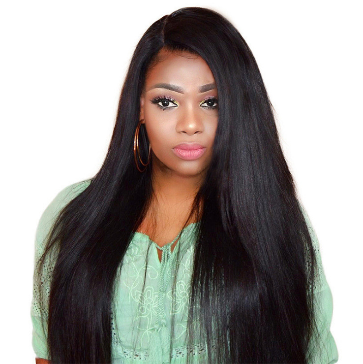Fashion Beautiful wig laides natural black in part bangs long straight hair women wigs
